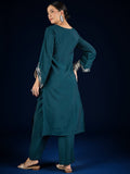 Varanga  Solid Kurta With Zari Embroidery Yoke Paired With  Trousers For A Refined Ethnic Look.