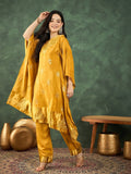 Varanga Kaftan-Style Kurta , Paired With Straight-Fit Solid Ankle-Length Trousers .
