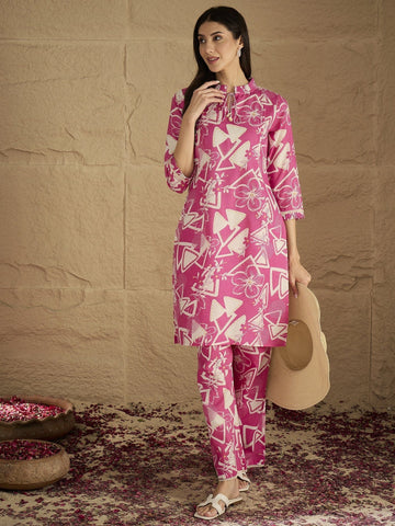 KSUT Women Graceful Beige Kurta Set Featuring Gota Patti Detailing, Paired With Solid Trousers