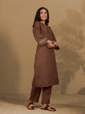 Varanga Women Blue Mandarin Collar Thread Embroidered With Pleate Deatialing Kurta Paired With Bottom
