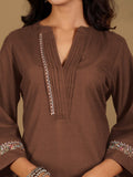 Varanga Women Blue Mandarin Collar Thread Embroidered With Pleate Deatialing Kurta Paired With Bottom