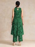 Varanga Women Floral Printed Halter Neck Anarkali Kurta With Trouser