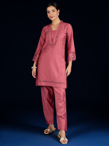 Varanga Kurta With Pearl Detailing, Paired With  Farsi Salwar.