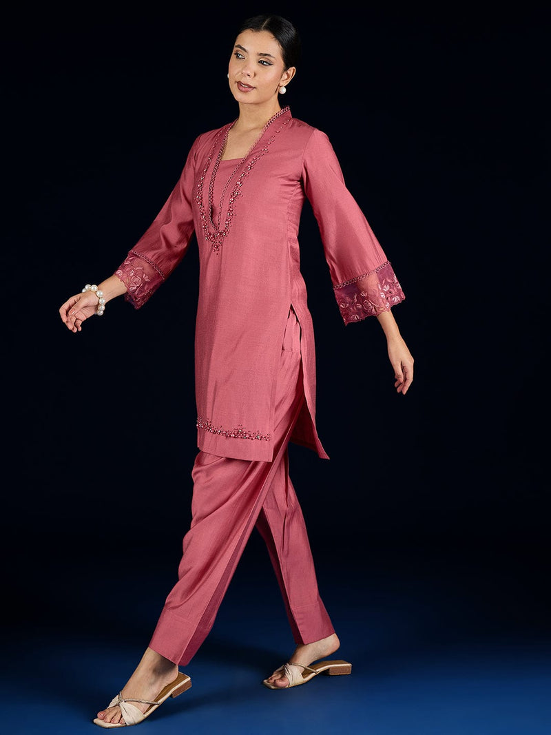 Varanga Kurta With Pearl Detailing, Paired With Farsi Salwar.