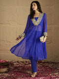 Varanga Women Graceful Beige Kurta Set Featuring Gota Patti Detailing, Paired With Solid Trousers