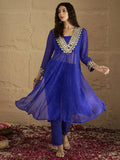 Varanga Women Graceful Beige Kurta Set Featuring Gota Patti Detailing, Paired With Solid Trousers