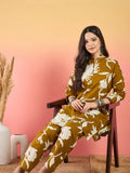 Varanga Bold Floral-Printed Kurta With Mandarin Collar, Paired With Matching Printed Straight Trousers.