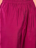 Varanga Fuchsia Striped-Printed Straight-Fit Kurta With A V-Neck And Three-Quarter Sleeves, Paired With Trousers .