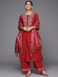 Varanga Women Straight Emroidered Kurta With Printed Bottom