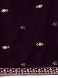 varanga women burgundy ethnic motifs embroidered velvet kurta with trousers with dupatta