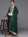 Varaanga Green Embroidered Kurta With Tonal Bottom And Tonal Chiffon Dupatta