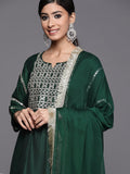 Varaanga Green Embroidered Kurta With Tonal Bottom And Tonal Chiffon Dupatta