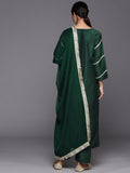 Varaanga Green Embroidered Kurta With Tonal Bottom And Tonal Chiffon Dupatta