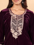 Varanga Women Purple Zari Embroidered Kurta Paired With Tonal Bottom And Tonal Dupatta