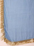 Varanga Women Blue Straight Kurta With Tonal Bottom & Dupatta