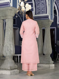 Varanga Women Pink Kota Check Cotton Lace Detailed Kurta Paired With Bottom And Dupatta