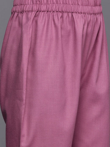 Varanga Women Mauve Embroidered Kurta With Paired Bottom And Dupatta