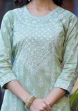 Varanga Women Green Rubber Printed, Embellished Straight Kurta Paired With Bottom And Dupatta