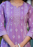 Varanga Women Lavender Rubber Printed, Embellished Straight Kurta Paired With Bottom And Dupatta