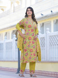 Varanga Women Floral Printed Round Neck Embroidered Kurta,Paired With Bottom And Printed Dupatta