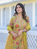 Varanga Women Floral Printed Round Neck Embroidered Kurta,Paired With Bottom And Printed Dupatta