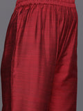 Varanga Women Red Zari And Mirror Embroidered Kurta With Bottom And Dupatta