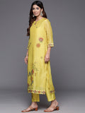 Varanga Women Round Neck Floral Printed Embroidered Kurta Paired With Solid Bottom And Dupatta