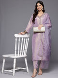 Varanga Women V-Neck Beads And Sequin Embroidered Kurta Paired With Tonal Bottom And Organza Dupatta