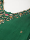 Varanga Women  Green V-Neck Dabka And Cutdana Work  Straight Kurta Paired With Bottom And Embroidered Dupatta