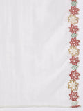 Varanga Women White Embroidered Scallop Kurta Paired With Bottom And Dupatta