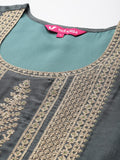 Varanga Women Mint Green Round Neck With Heavy Zari Embroidered Kurta With Bottom And Dupatta