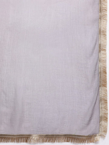 Varanga Women Mauve Round Neck With Heavy Zari Embroidered Kurta With Bottom And Dupatta