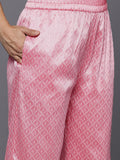 Varanga Women Pink Woven Jacquard Lace Embellished Kurta With Bottom And Dupatta