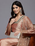 Varanga Women Peach Zari And Dori Embellished Kurta Paired With Bottom And Dupatta