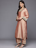 Varanga Women Peach Zari And Dori Embellished Kurta Paired With Bottom And Dupatta