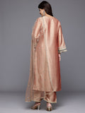 Varanga Women Peach Zari And Dori Embellished Kurta Paired With Bottom And Dupatta