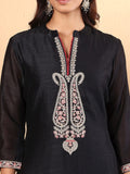 Varanga Women Black Zari Embroidered Kurta with Bottom and Dupatta