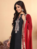 Varanga Women Black Zari Embroidered Kurta with Bottom and Dupatta