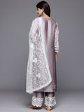 Varanga Women Lavender Thread Embroidered Kurta With Bottom And Dupatta