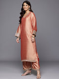 Varanga Women Peach Gota Embellished Kurta With Bottom And Dupatta