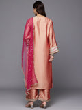 Varanga Women Peach Gota Embellished Kurta With Bottom And Dupatta