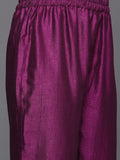 Varanga Women Purple Zari Embroidered Mirror Embellished A-Line Kurta With Bottom And Dupatta