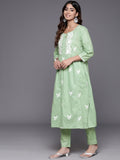 Varanga Women Round Neck Thread Embroidered Kurta Paired With Tonal Bottom And Dupatta