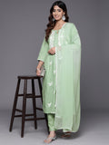 Varanga Women Round Neck Thread Embroidered Kurta Paired With Tonal Bottom And Dupatta