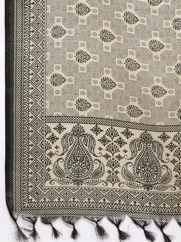 Varanga Women Black Jacquard Kurta Set With Dupatta
