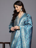 Varanga Women Blue Gota And Lace Embellished Kurta With Bottom And Printed Dupatta