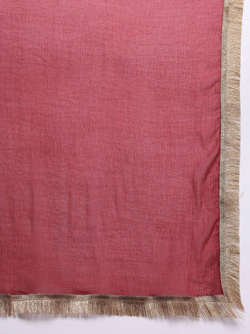 Varanga Women Peach Gota Patti And Zari Embroidered Kurta Set With Dupatta