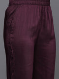 Varanga Women Purple Thread Embroidered Kurta With Organza Hem Paired Bottom And Dupatta