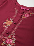 Varanga Women Red Thread Embroidered Kurta With Organza Hem Paired  Bottom And Dupatta