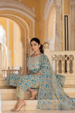 Varanga Women Blue Round Neck Floral Printed  Embroidered Kurta Paired With Bottom And  Dupatta